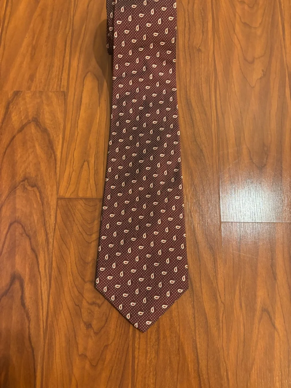 Polo Ralph Lauren Burgundy Paisley Silk Tie Hand Made in USA
